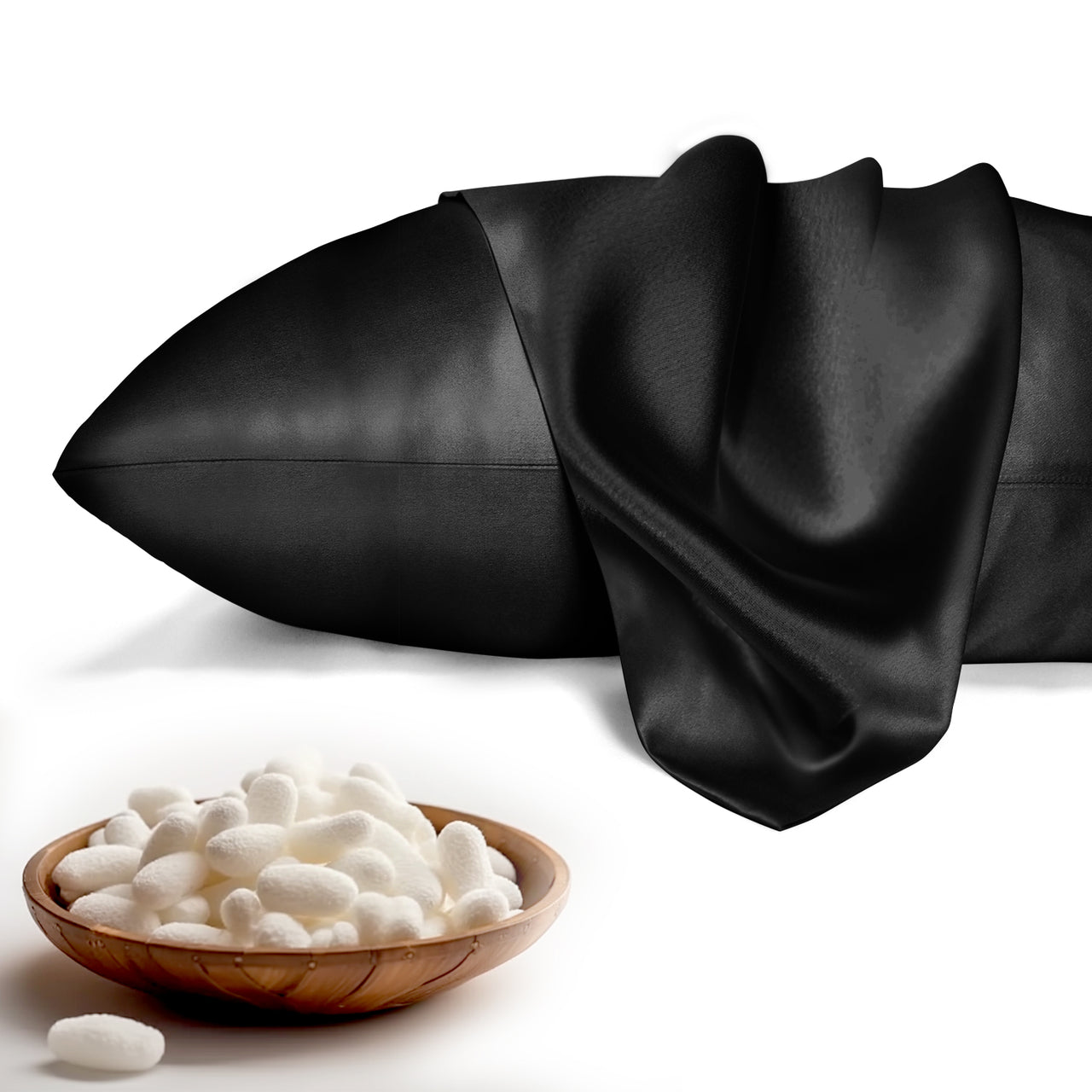 Black Luxury Pillowcase Queen Size for Hair, Skin & Acne 100% Pure Mulberry Silk - 22 Momme 6A Silk with Hidden Zipper