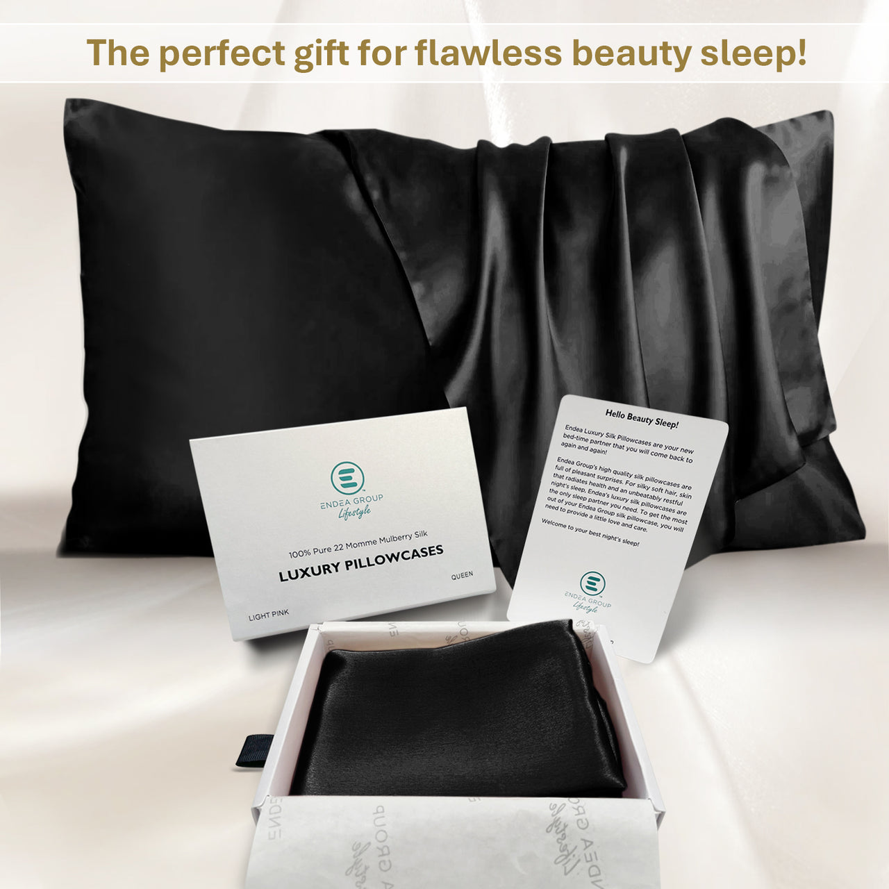 Black Luxury Pillowcase Queen Size for Hair, Skin & Acne 100% Pure Mulberry Silk - 22 Momme 6A Silk with Hidden Zipper