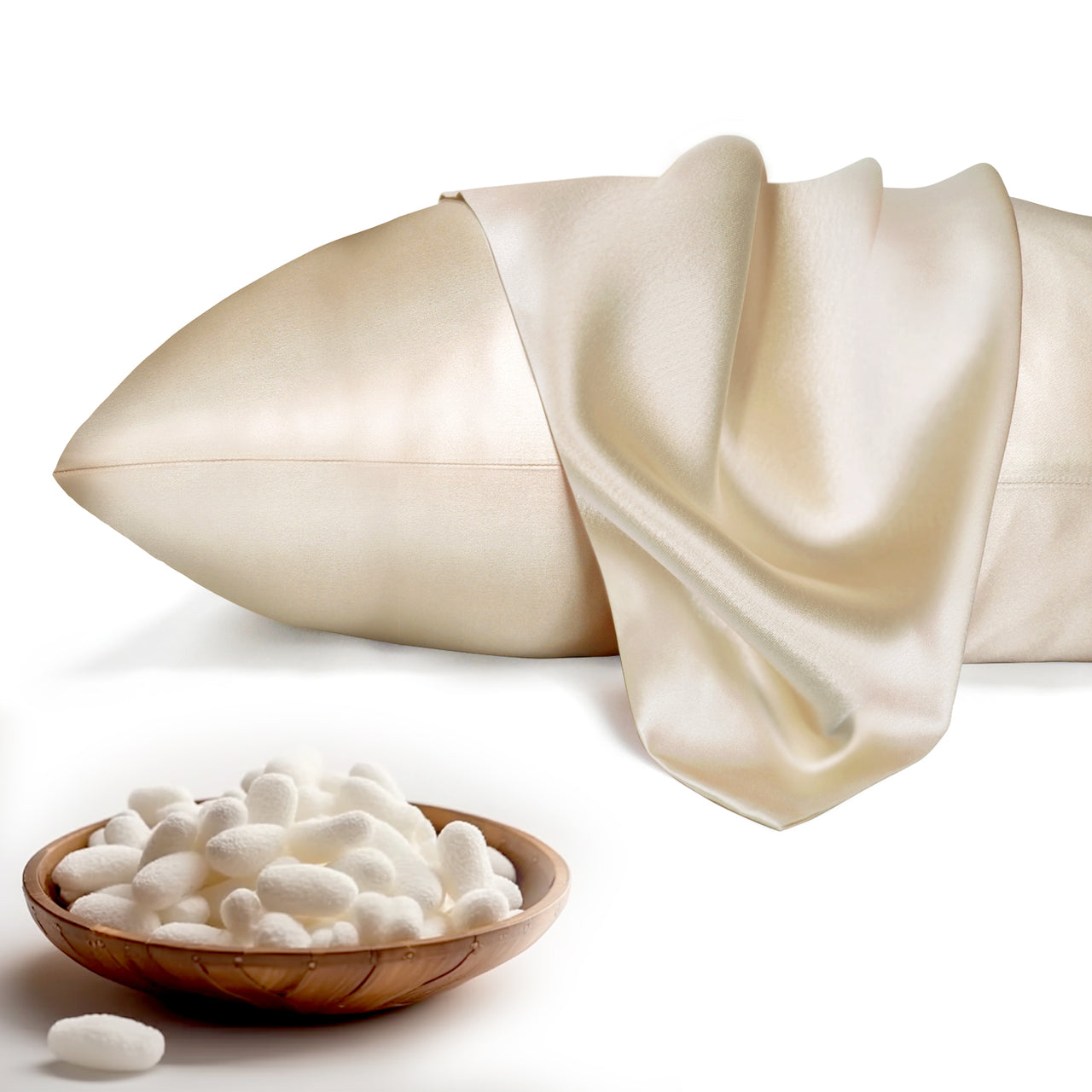 Champagne Luxury Pillowcase Queen Size for Hair, Skin & Acne 100% Pure Mulberry Silk - 22 Momme 6A Silk with Hidden Zipper