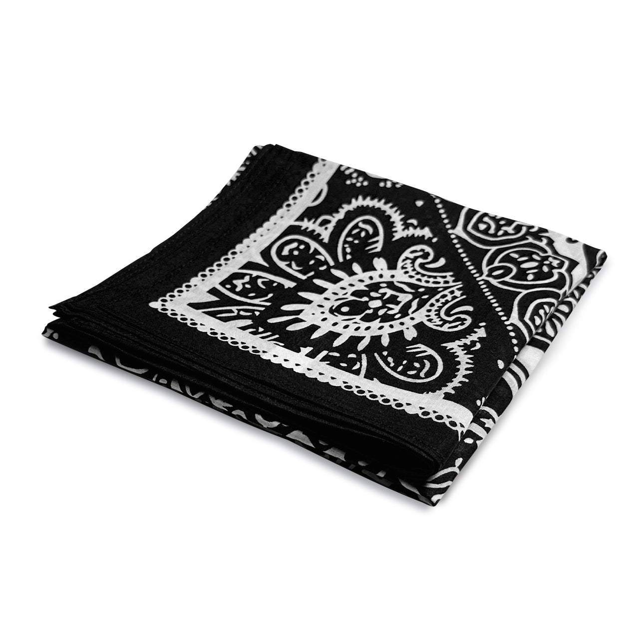 Black All-Gender Bandana Multi-Purpose Headband, Handkerchief, Head Wrap, Scarf, Protective Coverage - 22x22 Inch