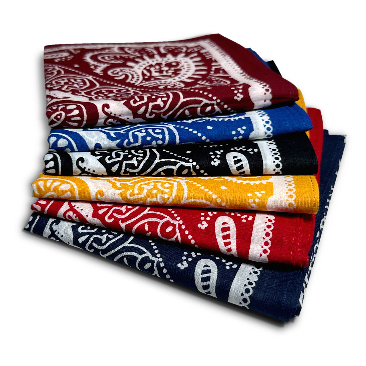 6-Pack Multi-Color Handkerchief, Bandanas, Headband, 22x22 Inch
